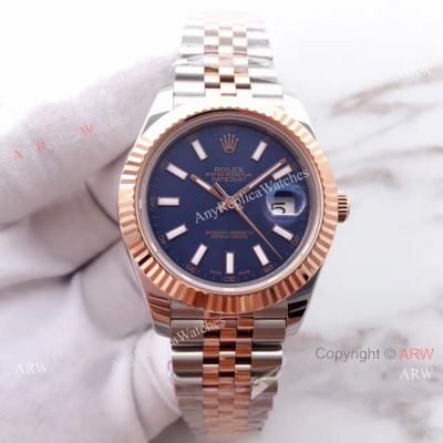 (EW) Replica Rolex Datejust II 41mm 2-Tone Rose gold Blue Watch ETA3255